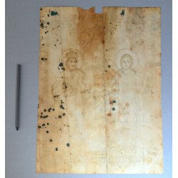 Icoana veche "Sfantul Ioan Botezatorul si Sfantul Nicolae" gravura Muntele Athos 1835