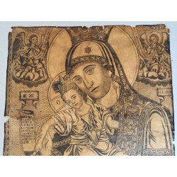 Antique icon "The Mother of God with the Child" engraving... 2