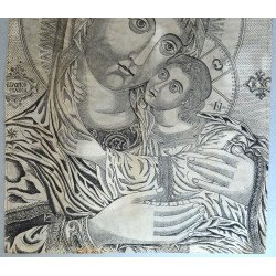 Antique icon "The Mother of God with the Child" engraving... 2