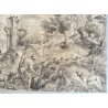 Titian "Peisaj cu pastor, turma de oi si caine" gravura veche cca 1560