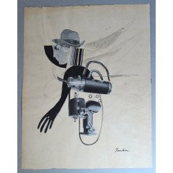 Jules Perahim "Figure" collage, mixed media