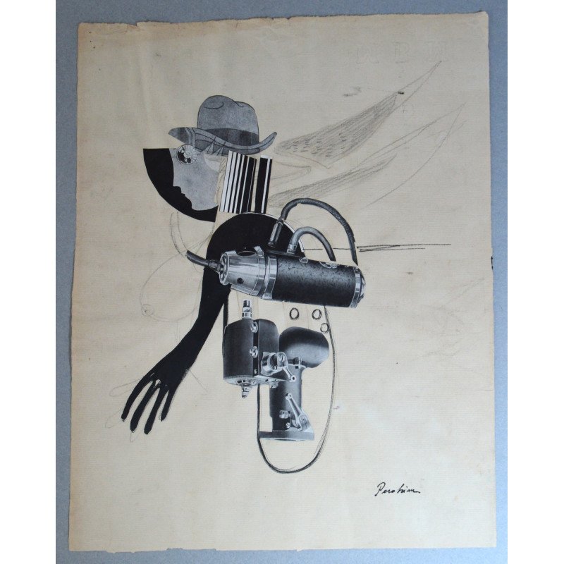 Jules Perahim "Personaj" colaj tehnica mixta