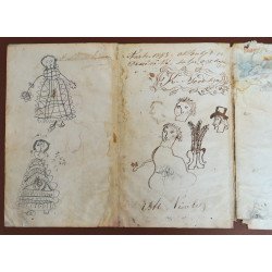 "Personaje" vechi desen in creion si penita 1858