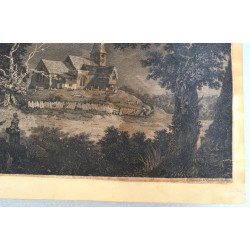 Thomas Hearne "A Village Church" gravura veche 1774
