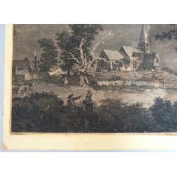 Thomas Hearne "A Village Church" gravura veche 1774