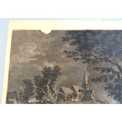 Thomas Hearne "A Village Church" gravura veche 1774