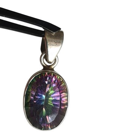 Silver pendant with mystic topaz