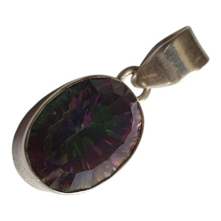 Silver pendant with mystic topaz