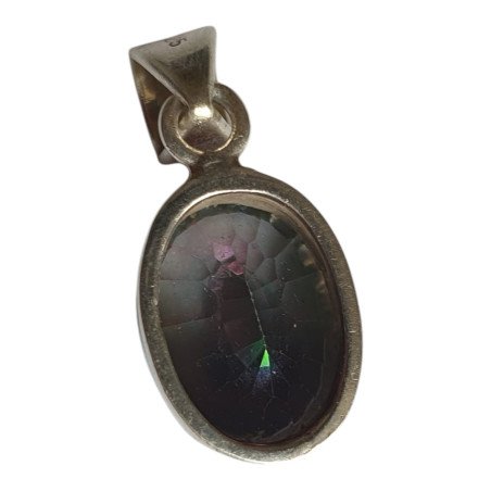 Silver pendant with mystic topaz