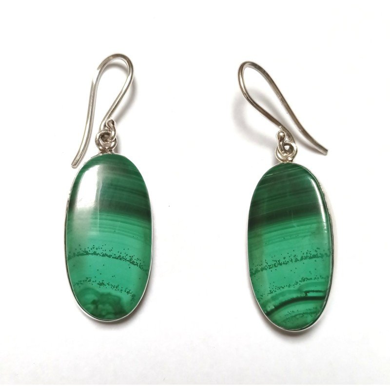 Silver earrings with Congo malachite