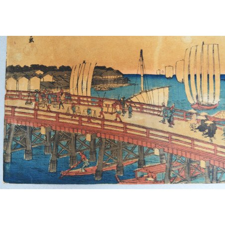 Utagawa Hiroshige "Eitaibashi Fukagawa Shinchi" xilogravura Japonia, cca. 1830–1840