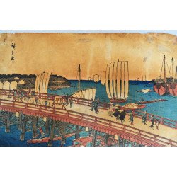 Utagawa Hiroshige "Eitaibashi Fukagawa Shinchi" xilogravura Japonia, cca. 1830–1840