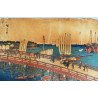 Utagawa Hiroshige "Eitaibashi Fukagawa Shinchi" xilogravura Japonia, cca. 1830–1840