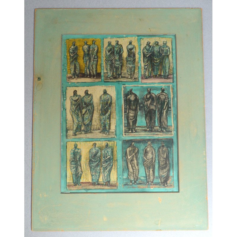 Henry Moore "Studies of Three Standing Figures" litografie1946