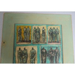 Henry Moore "Studies of Three Standing Figures" litografie1946