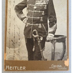 Generalul Eremia Grigorescu – fotografie originală cu dedicație autografă, Atelier Heitler Craiova, 1909