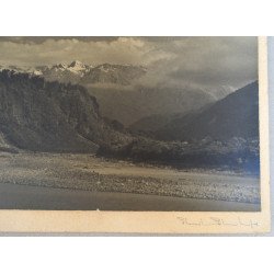 Fotografie artistică originală – Southern Alps – peisaj montan cu semnătură autografă a fotografului, cca. 1925–1945