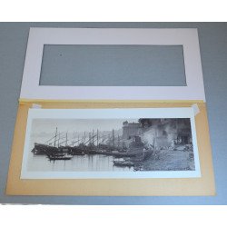 Fotografie originală panoramică „Burning Ghat”, Benares (Varanasi), India, 1977, semnată