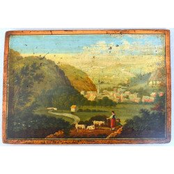 "Vue de Spa prise du couchant" oil on wood panel,...