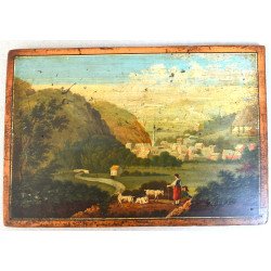 „Vue de Spa prise du couchant” ulei pe panou de lemn Belgia cca. 1840–1860
