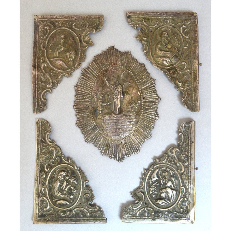 Ferecătură Evanghelie alamă argintată, spațiul românesc, cca 1800–1840