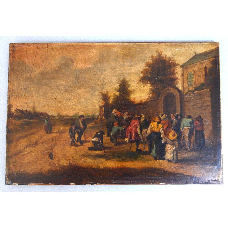 Scenă rurală scoală flamandă sau olandeză ulei pe panou de lemn cca. 1800–1835)
