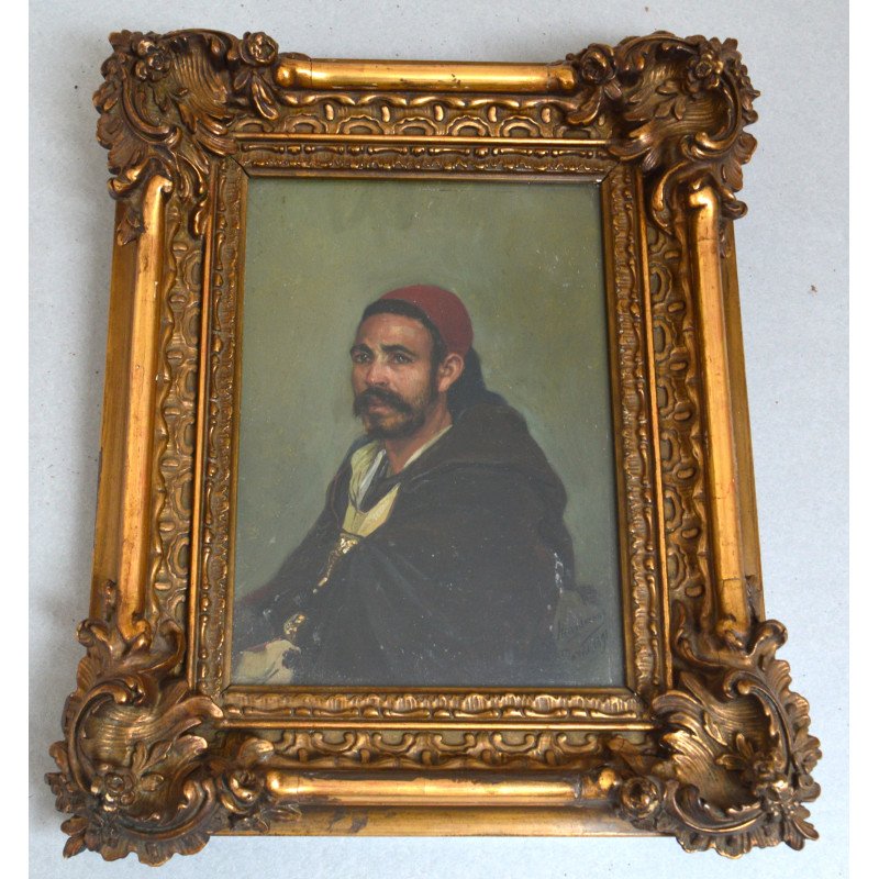 Jan Baptist Huysmans "Portretul lui Ben Mohammed" ulei pe carton Paris 1891