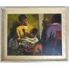 George Milwa Mnyaluza Pemba "Scena domenstica" ulei pe panza 1963