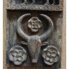 Ușă de hambar sculptată, Africa de Vest (probabil Mali, tradiția Dogon), lemn sculptat manual, a doua jumătate a secolului XX.