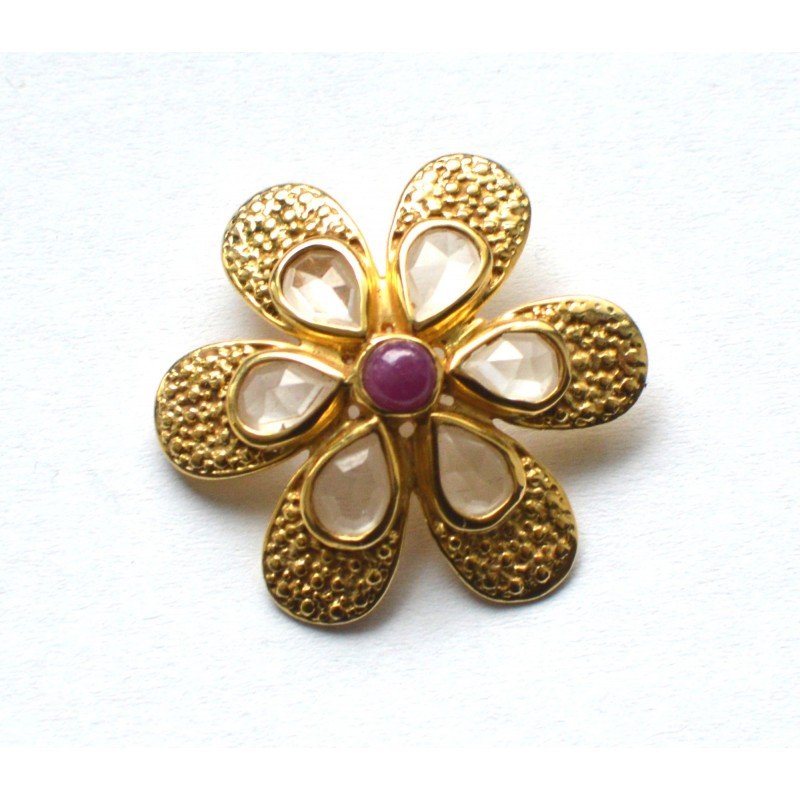 Gilt silver pendant with ruby and topaz