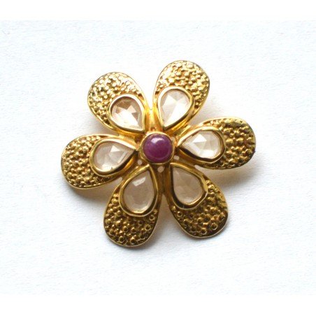 Gilt silver pendant with ruby and topaz