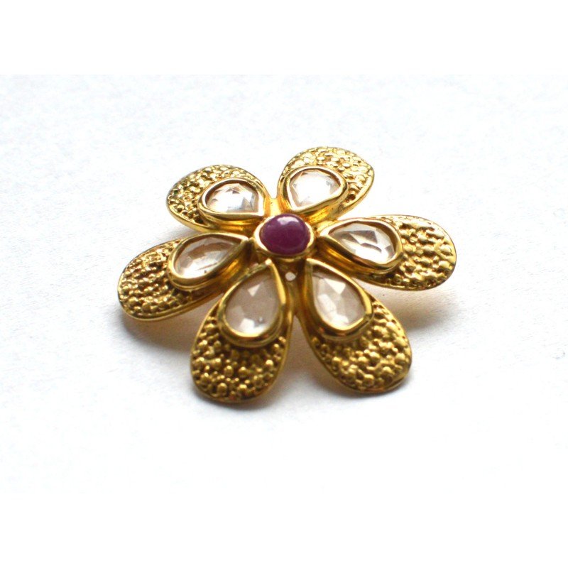 Gilt silver pendant with ruby and topaz
