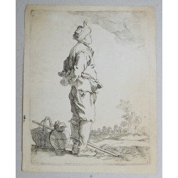 Abraham Bloemaert Barbat cu toiag gravura veche